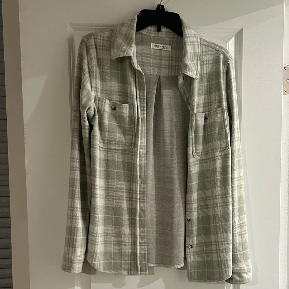Workshop Republic Clothing Light Green Plaid Shirt